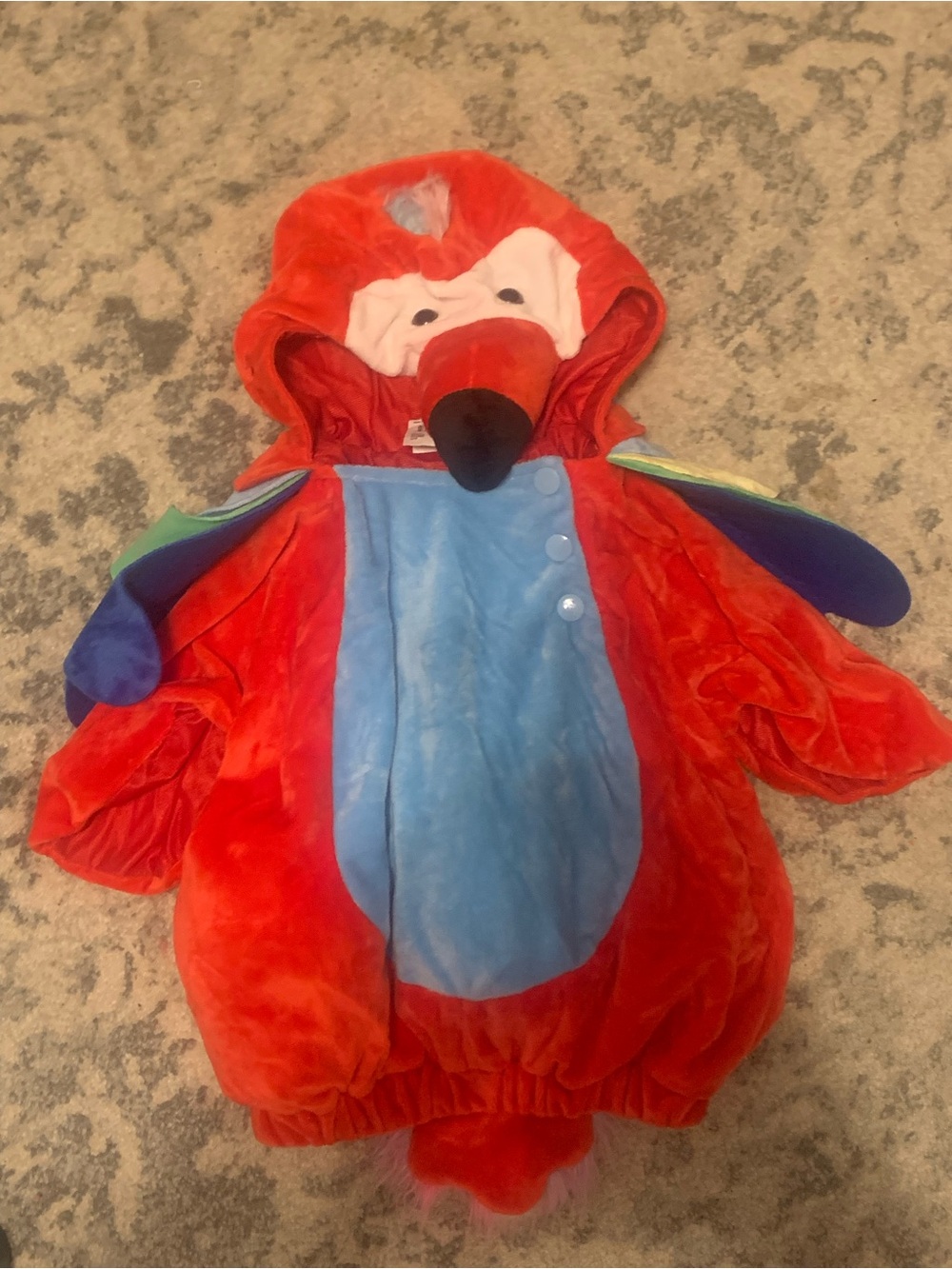 Red Parrot Plush Baby Costume with Blue Belly